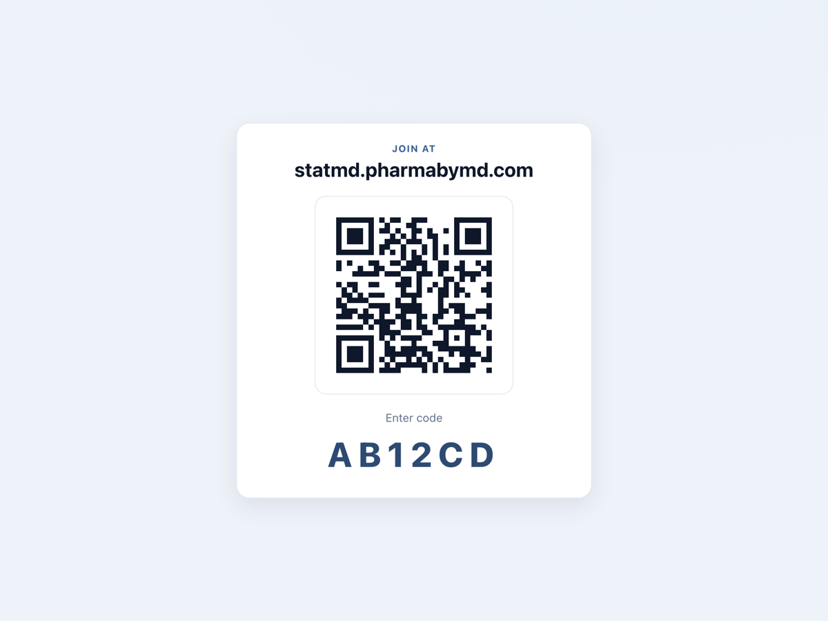 Scan-to-join QR code — StatMD live polling & quizzes for medical teaching